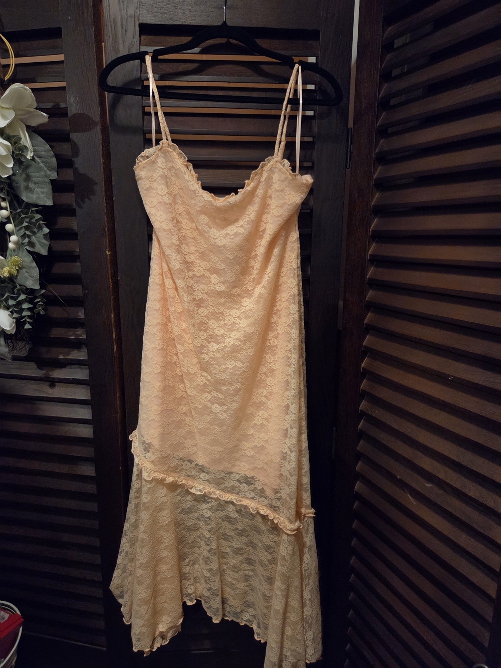 Old Navy Fit & Flare Lace Midi Dress Peach Size Large